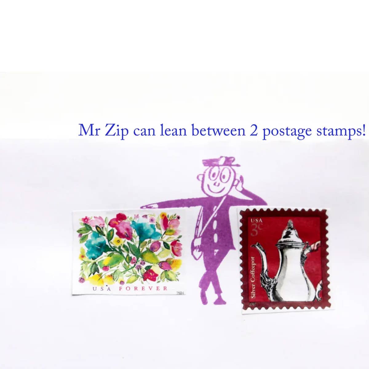 Mr Zip Stamp Retro Postman