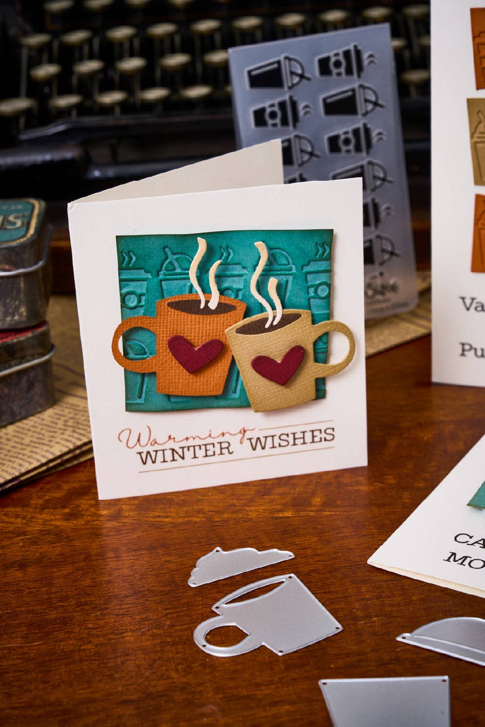 Sizzix 2-D Texture Fades Embossing Folder w/11PK Thinlits Set - Vault Side-Order Fresh Brewed by Tim Holtz