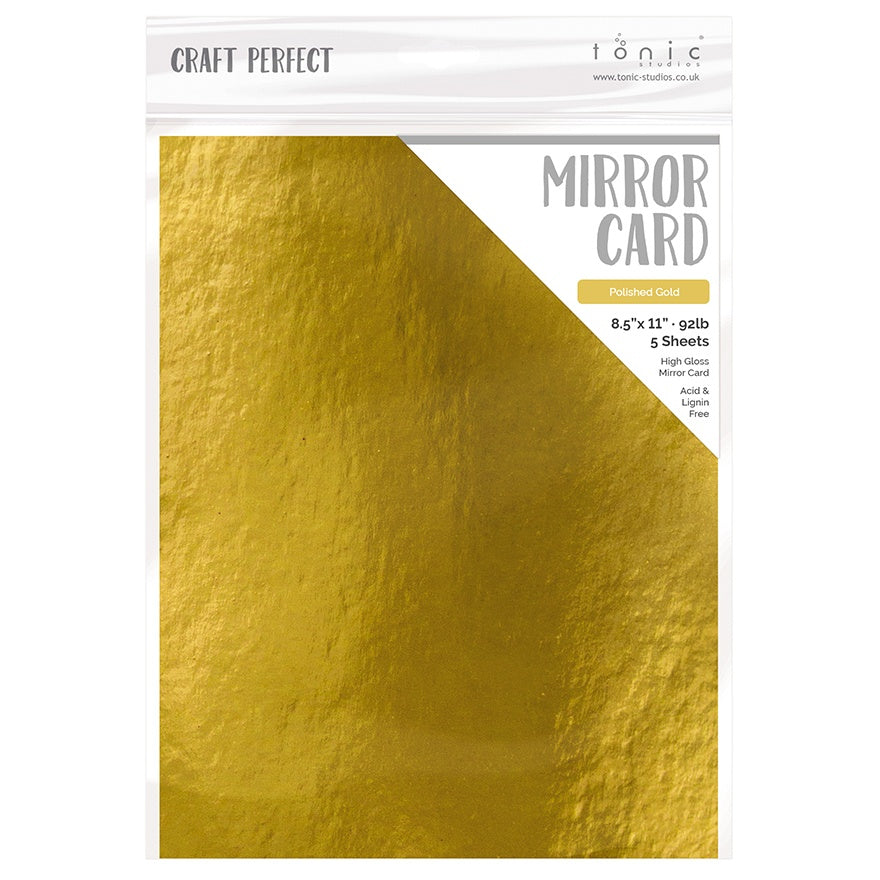 Craft Perfect Mirror Cardstock 8.5"X11" 5/Pkg High Gloss Polished Gold