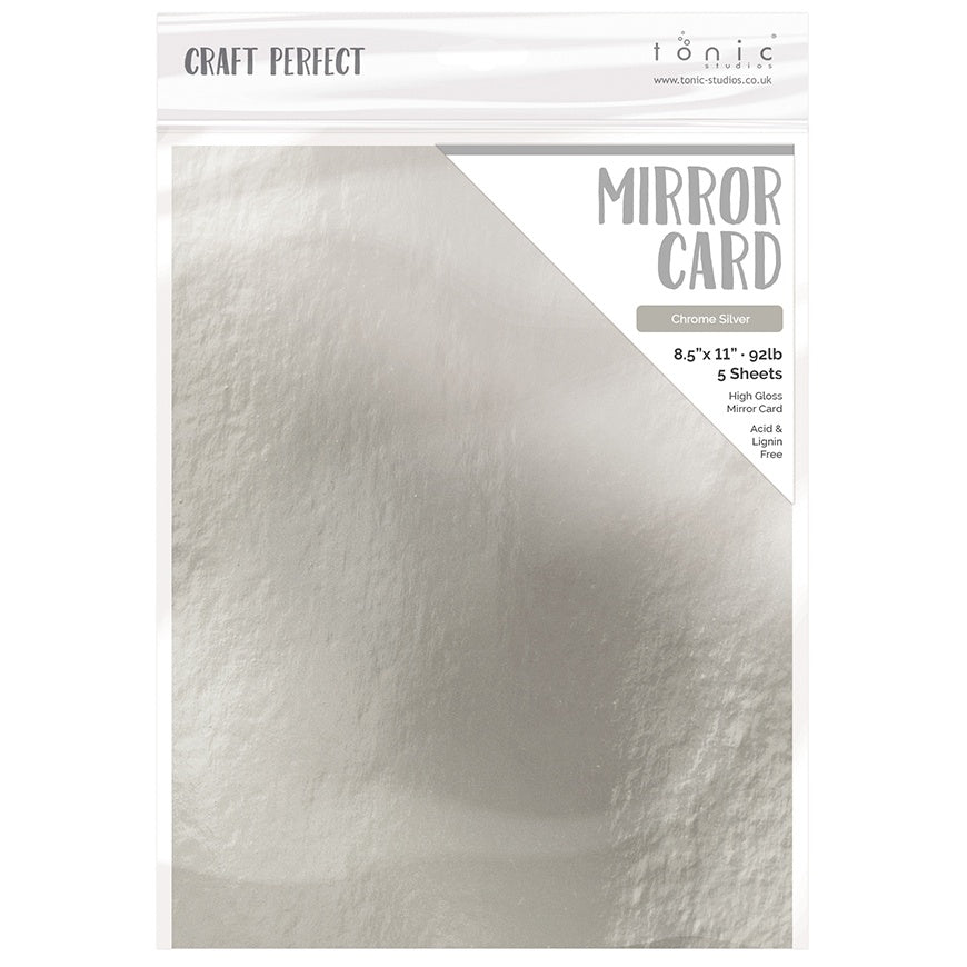 Craft Perfect Mirror Cardstock 8.5"X11" 5/Pkg High Gloss Chrome Silver