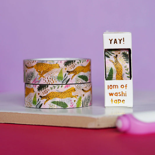 Racing Cheetahs Gold Foil Washi Tape