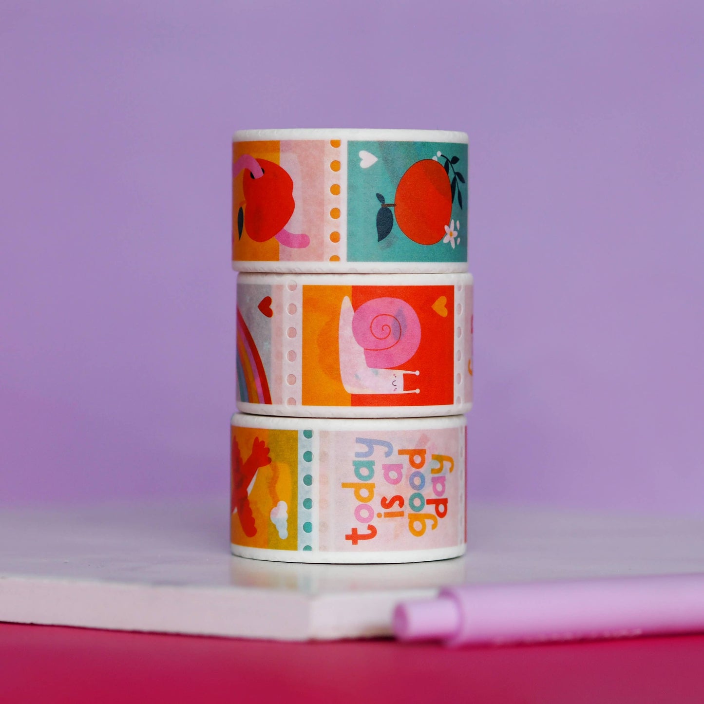 Cute Vibrant Postage Stamp Washi Tape