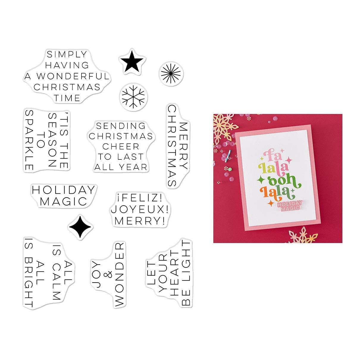 Hero Arts Modern Holiday Greetings Clear Stamp Set CM815