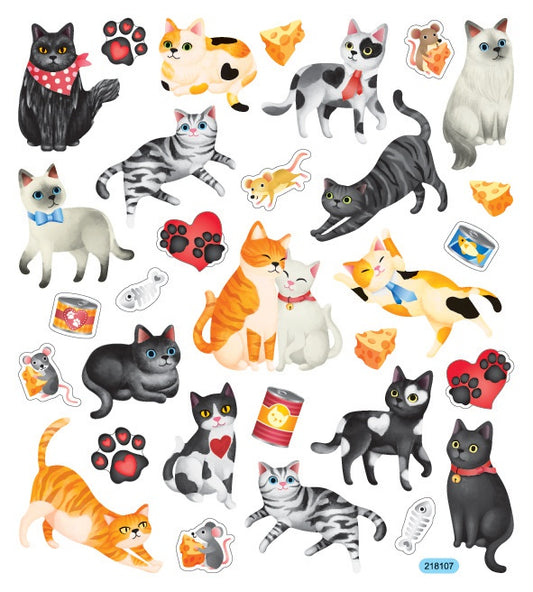 Sticker King Stickers Cat & Hearts