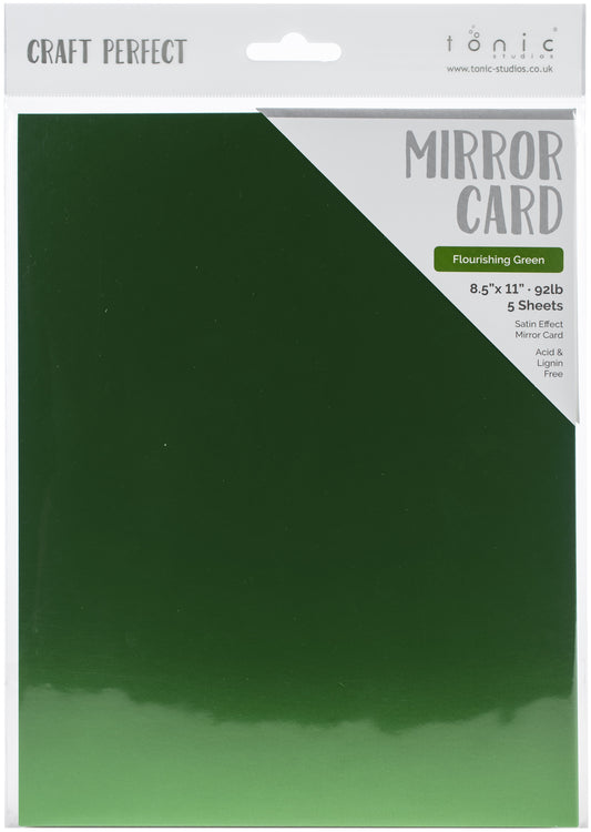 Craft Perfect Mirror Cardstock 8.5"X11" 5/Pkg Satin Flourishing Green