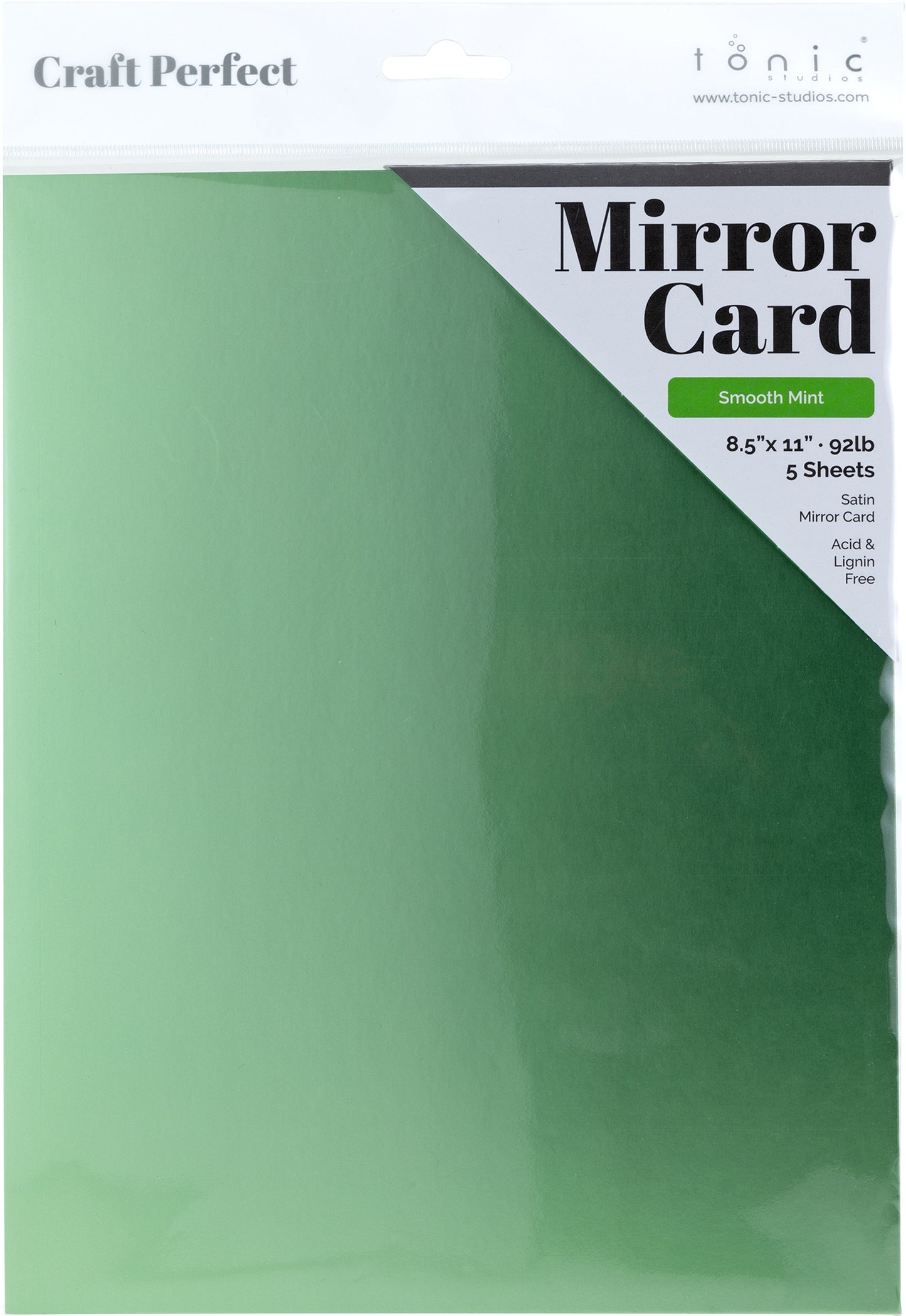 Craft Perfect Mirror Cardstock 8.5"X11" 5/Pkg Satin Smooth Mint