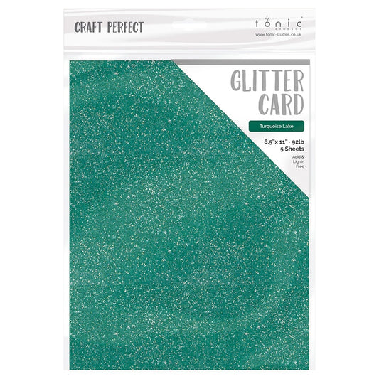 Craft Perfect Glitter Cardstock 8.5"X11" Turquoise Lake