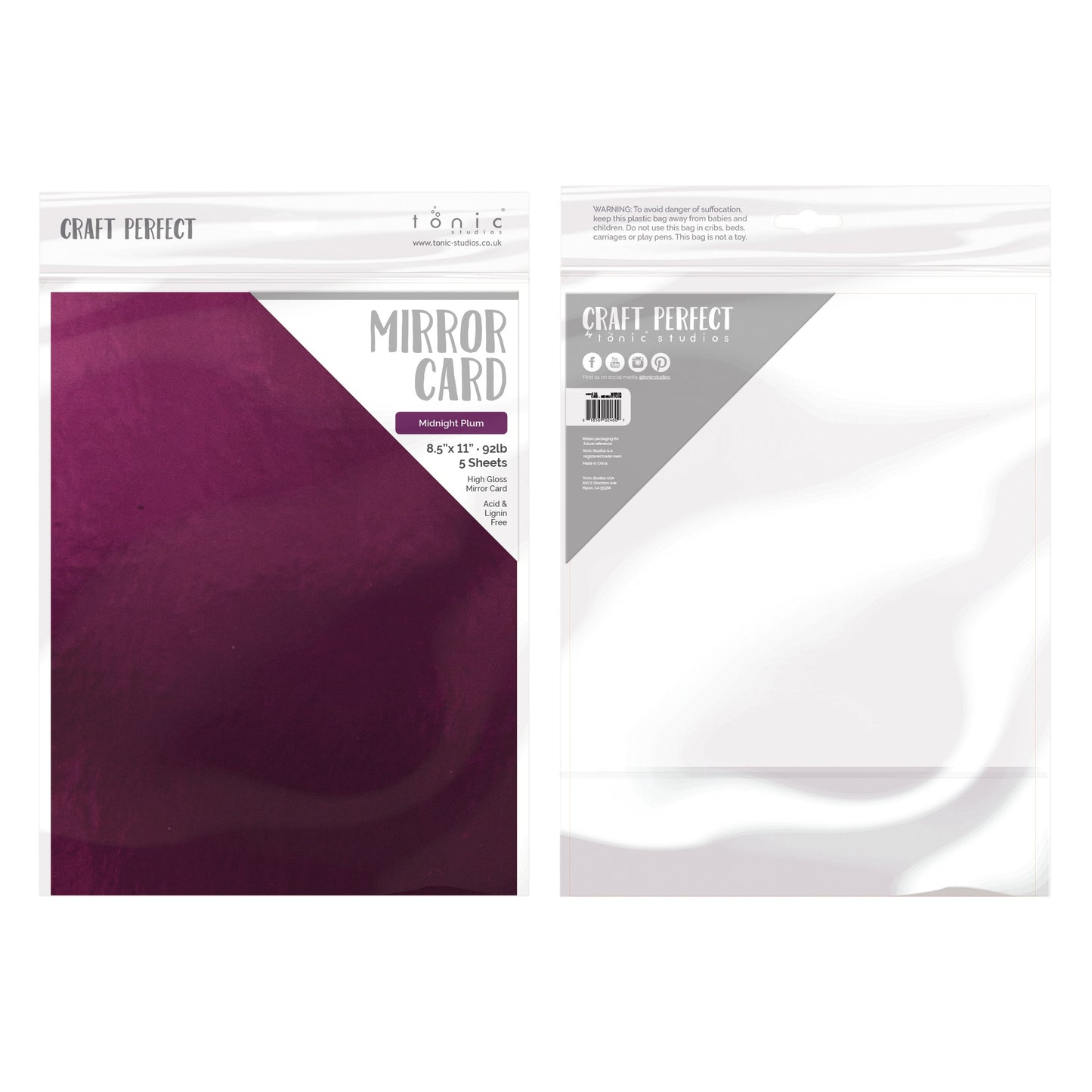 Craft Perfect Mirror Cardstock 8.5"X11" 5/Pkg High Gloss Midnight Plum