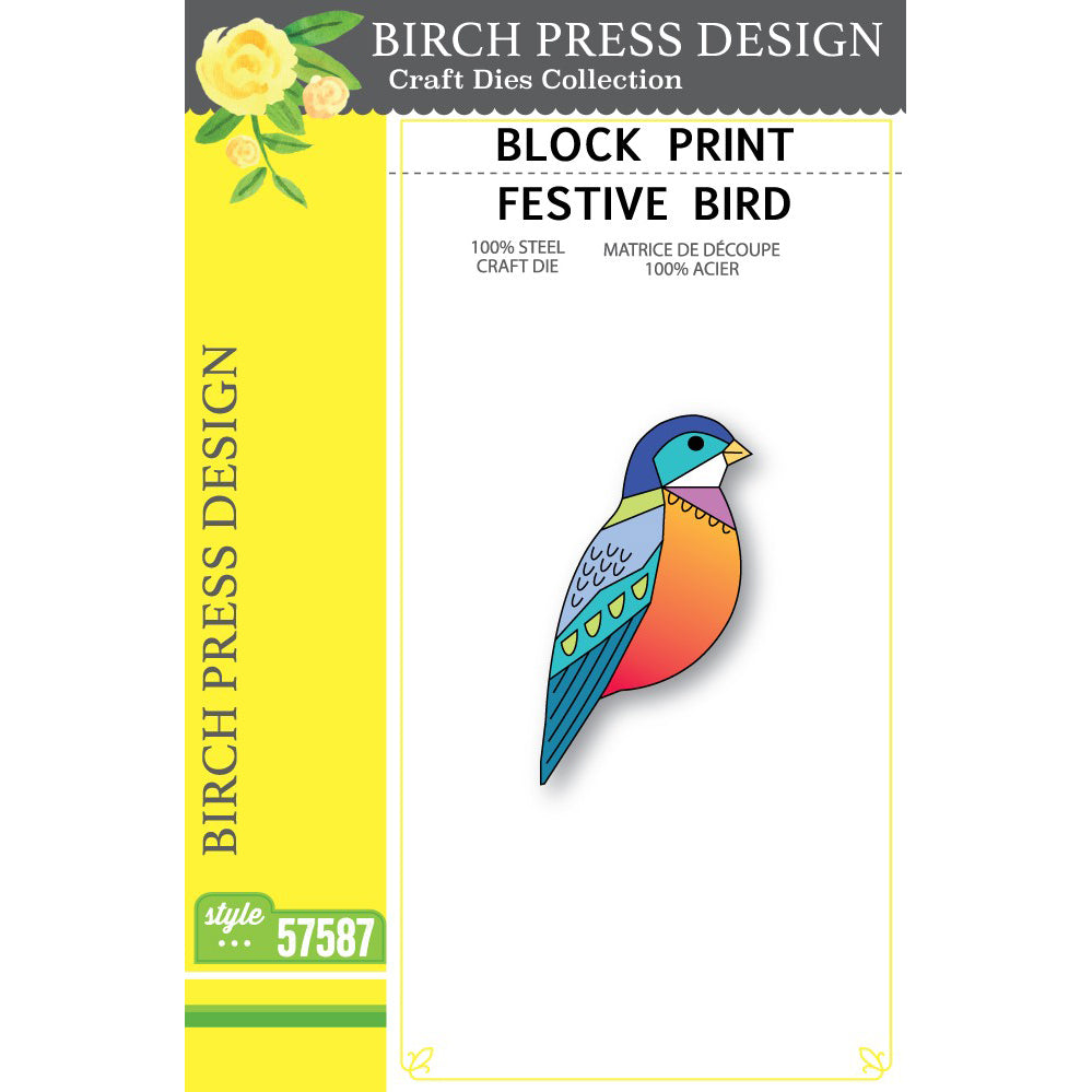 Birch Press 57587 Block Print Festive Bird craft die