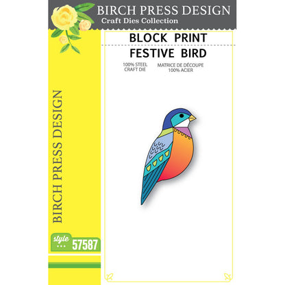 Birch Press 57587 Block Print Festive Bird craft die
