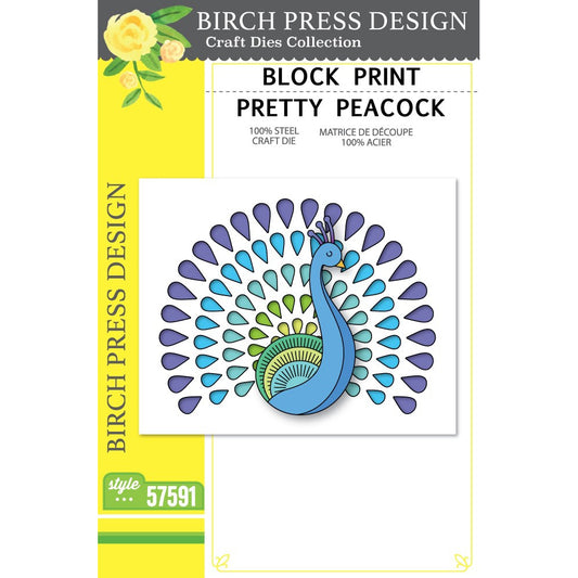 Birch Press 57591 Block Print Pretty Peacock craft die
