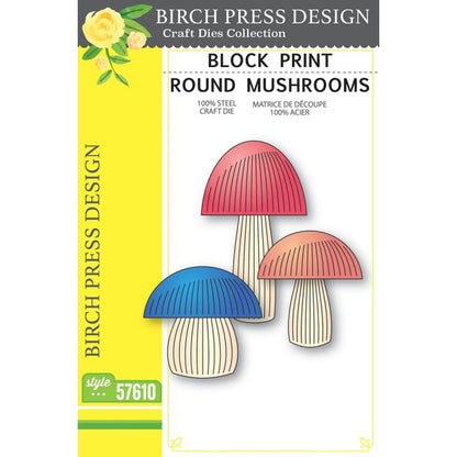Birch Press 57610 Block Print Round Mushrooms craft die