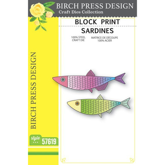 Birch Press 57619 Block Print Sardines craft die