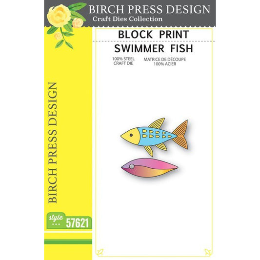 Birch Press 57621 Block Print Swimmer Fish craft die