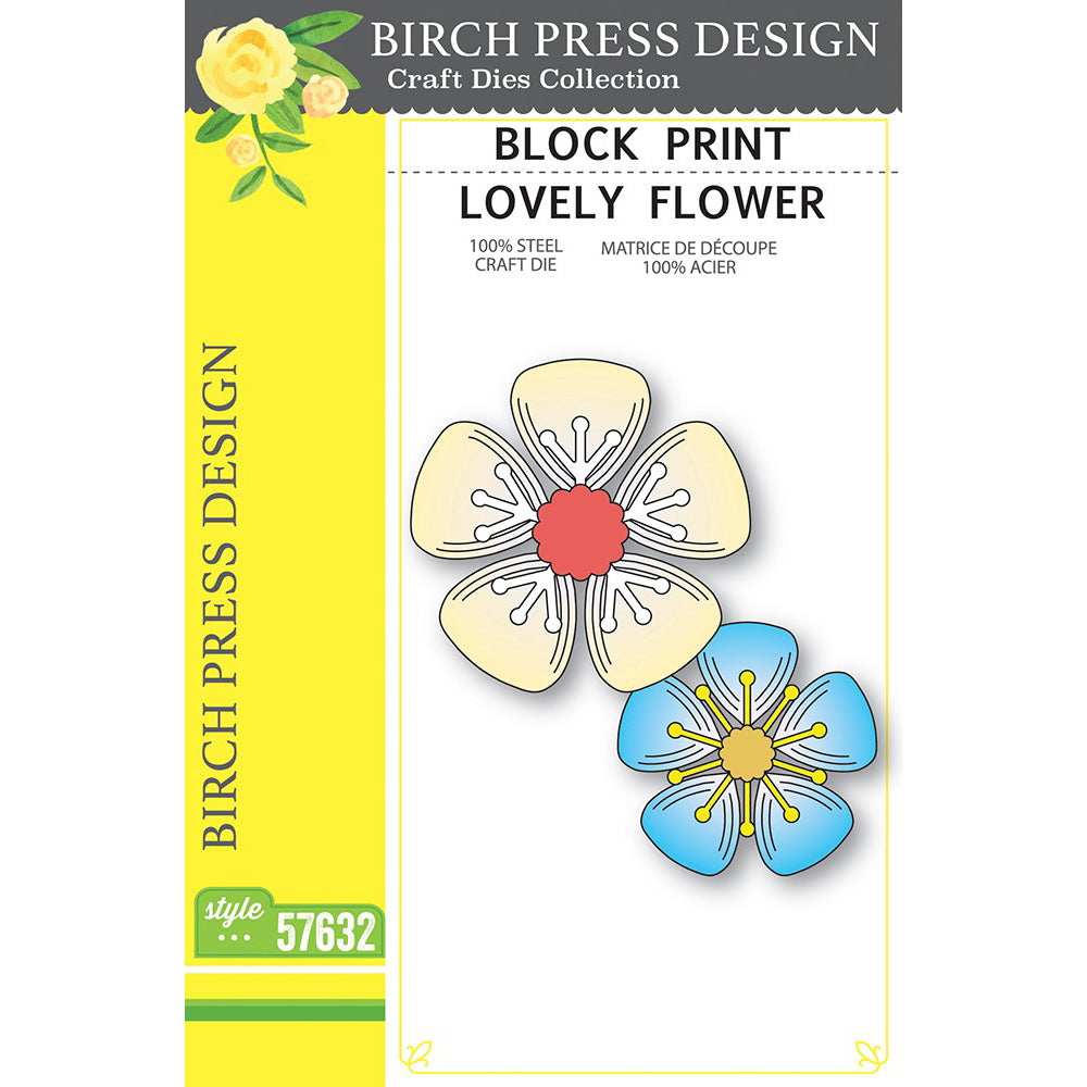 Birch Press 57632 Block Print Lovely Flower craft die