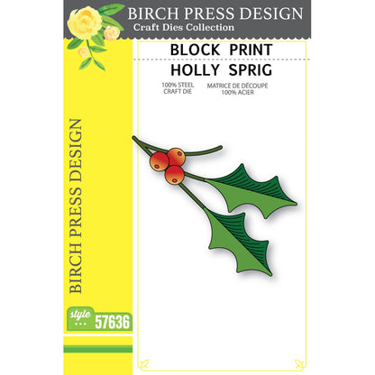 Birch Press 57636 Block Print Holly Sprig craft die