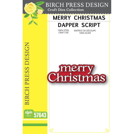 Birch Press 57643 Merry Christmas Dapper Script craft die