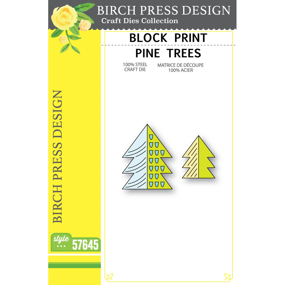 Birch Press 57645 Block Print Pine Trees craft die
