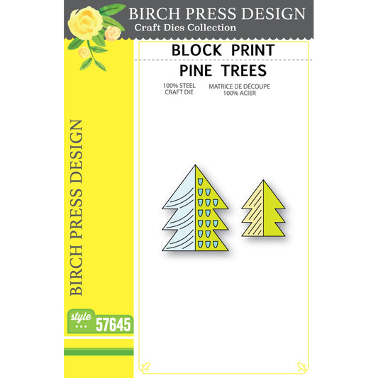 Birch Press 57645 Block Print Pine Trees craft die