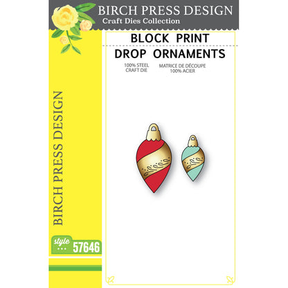 Birch Press 57646 Block Print Drop Ornaments craft die