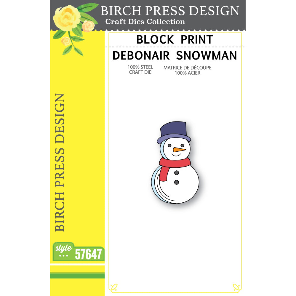 Birch Press 57647 Block Print Debonair Snowman craft die