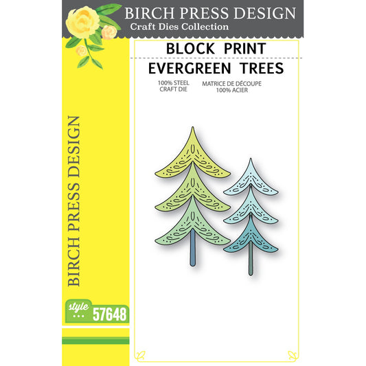 Birch Press 57648 Block Print Evergreen Trees craft die