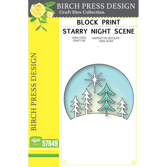 Birch Press 57649 Block Print Starry Night Scene craft die
