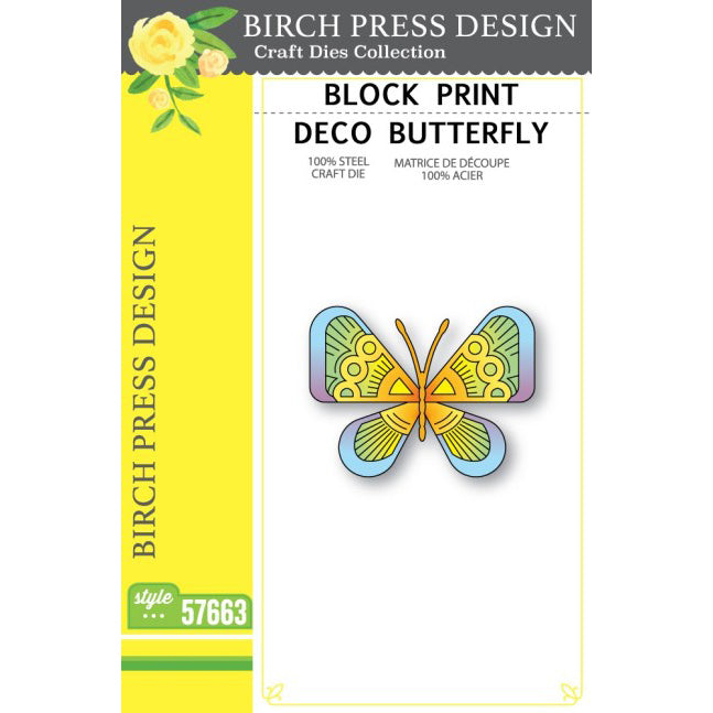 Birch Press 57663 Block Print Deco Butterfly craft die
