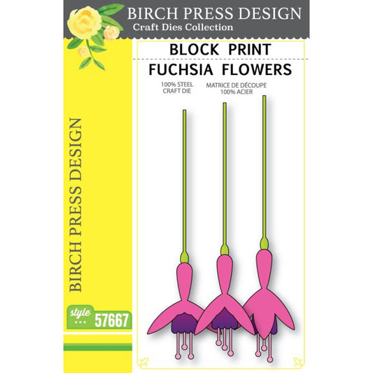 Birch Press 57667 Block Print Fuchsia Flowers craft die