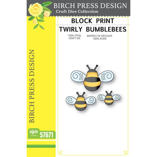 Birch Press 57671 Block Print Twirly Bumblebees craft die