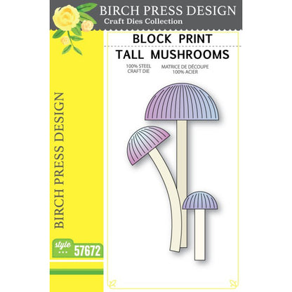Birch Press 57672 Block Print Tall Mushrooms craft die