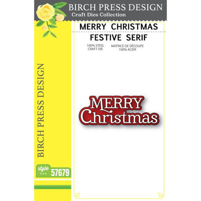 Birch Press 57679 Merry Christmas Festive Serif craft die