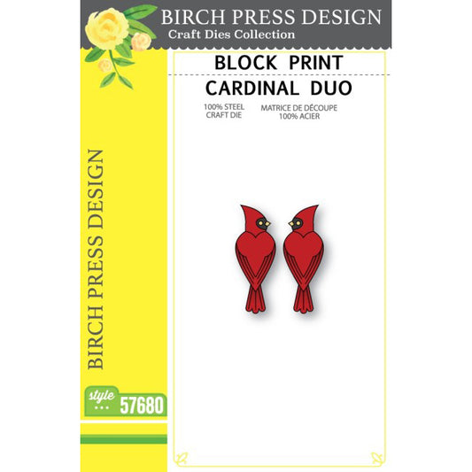 Birch Press 57680 Block Print Cardinal Duo craft die