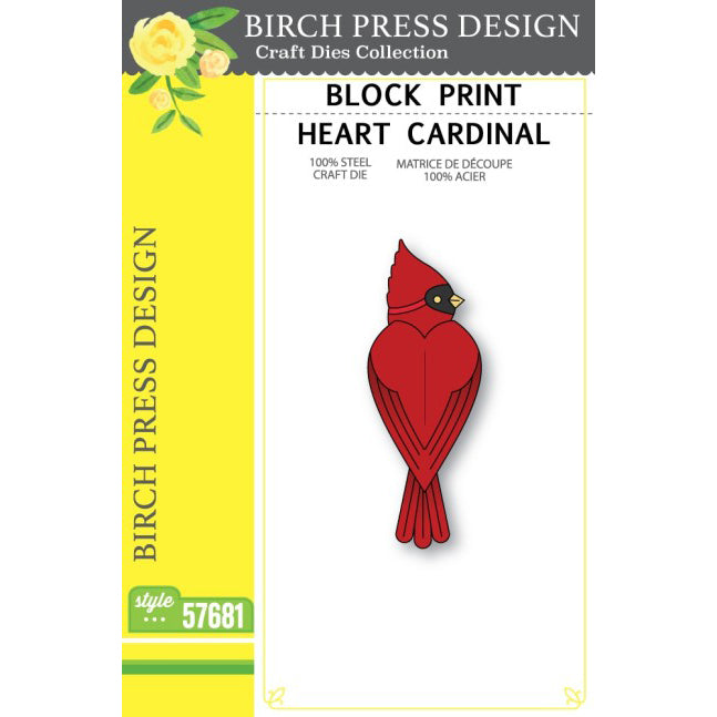 Birch Press 57681 Block Print Heart Cardinal craft die