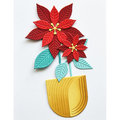 Birch Press 57691 Block Print Poinsettia Vase craft die