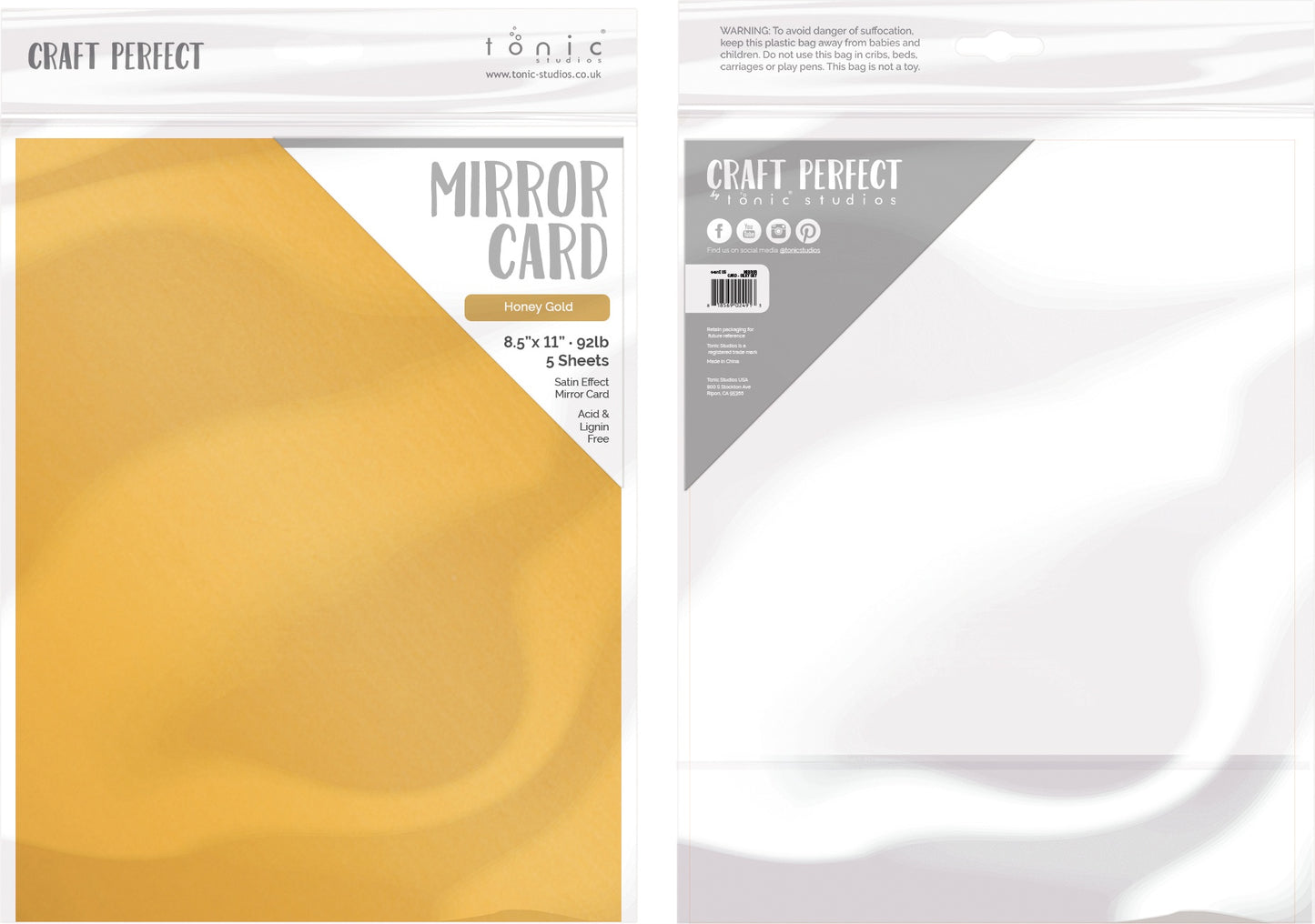 Craft Perfect Mirror Cardstock 8.5"X11" 5/Pkg Satin Honey Gold