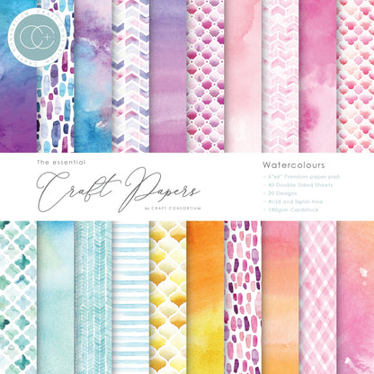 Craft Consortium Double-Sided Paper Pad 6"X6" Watercolors