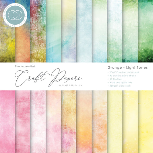 Craft Consortium Double-Sided Paper Pad 6"X6" Grunge-Light Tones