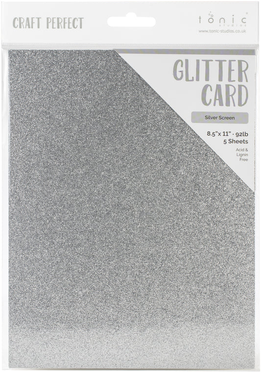 Craft Perfect Glitter Cardstock 8.5"X11" Silver Screen