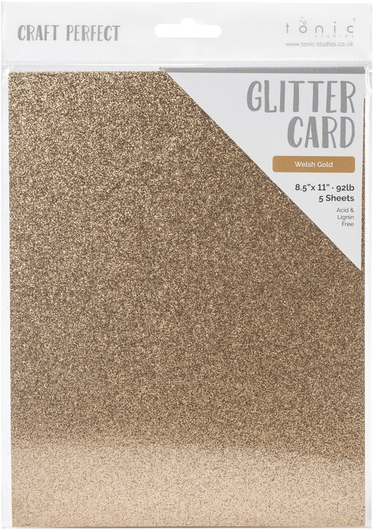 Craft Perfect Glitter Cardstock 8.5"X11" Welsh Gold