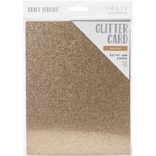 Craft Perfect Glitter Cardstock 8.5"X11" Welsh Gold