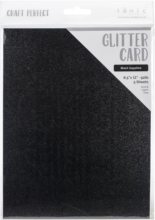 Craft Perfect Glitter Cardstock 8.5"X11" Black Sapphire