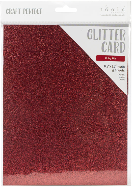 Craft Perfect Glitter Cardstock 8.5"X11" Ruby Ritz