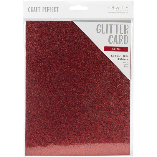 Craft Perfect Glitter Cardstock 8.5"X11" Ruby Ritz