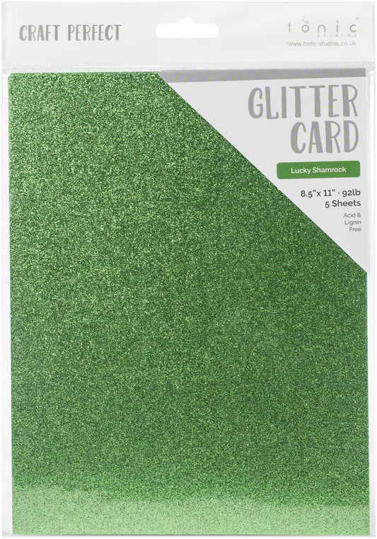 Craft Perfect Glitter Cardstock 8.5"X11" Lucky Shamrock