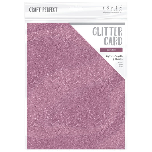 Craft Perfect Glitter Cardstock 8.5"X11" Berry Fizz