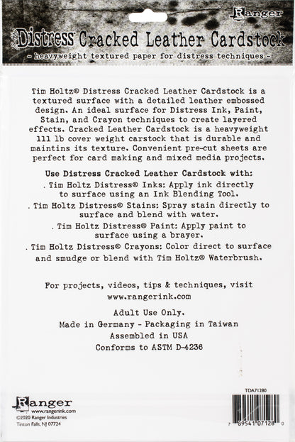 Tim Holtz Distress Cracked Leather Cardstock 10/Pkg