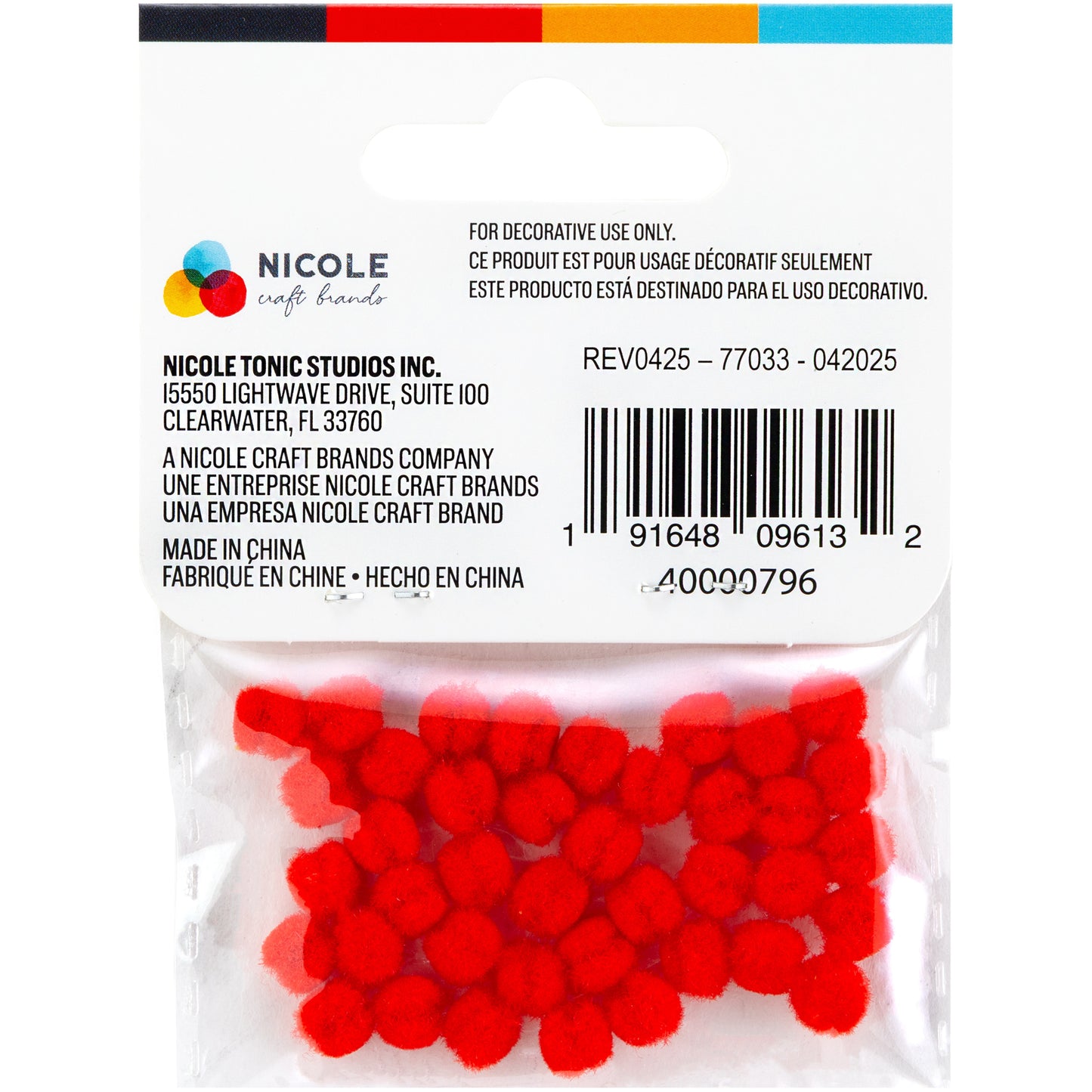 CousinDIY Pom-Poms 5mm 40/Pkg Red