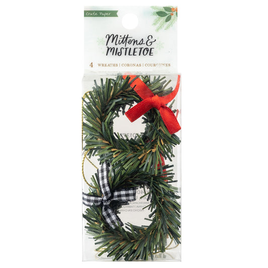 Crate Paper Mittens & Mistletoe Wreaths 4/Pkg