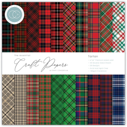 Craft Consortium Double-Sided Paper Pad 6"X6" Tartan